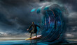 © Rana Dias/Caia Image - Businessman surfing binary code waves