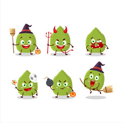 Poster - Halloween expression emoticons with cartoon character of basil leaves