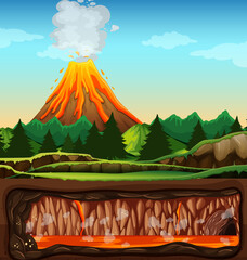 Wall Mural - Volcanic eruption outdoor scene background