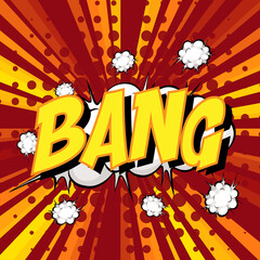 BANG wording comic speech bubble on burst