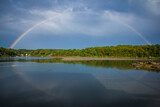 Fototapeta Tęcza - USA, Massachusetts, Cape Ann, Gloucester. Circular rainbow over Goose Cove