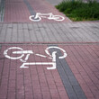 Markierung auf einen Fahrradweg in zwei Richtungen am Hafen von Swinemünde in Polen