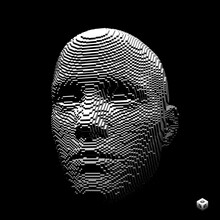 Abstract Digital Human Head Constructing From Cubes. Minimalistic Design For Business Presentations, Flyers Or Posters. Technology And Robotics Concept. Voxel Art. 3D Vector Illustration.