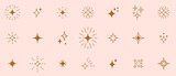 Fototapeta Boho - Stars line art icon. Vector four-pointed star for logo, social media stories