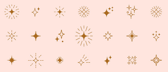 stars line art icon. vector four-pointed star for logo, social media stories