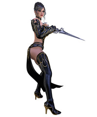 3d illustration of an woman with a fantasy outfit