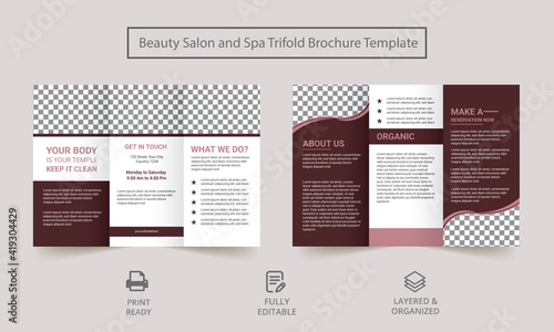 Fototapeta na szkło Spa square trifold brochure template. Spa Women Trifold Brochure design. spa salon flyer template.