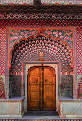 wooden door in a temple