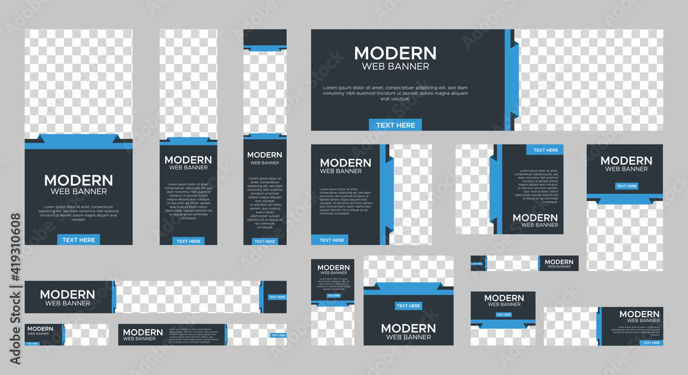 set of modern web banners of standard size with a place for photos ...