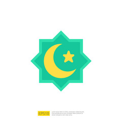 Wall Mural - Moon and Star Icon for Muslim and Ramadan theme concept. Vector illustration