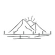 mountain logo and mono line concept. design illustration