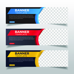 Wall Mural - Modern Abstract web banner with place for photo. Horizontal Layout template. Business Ad banner. Vector EPS 10