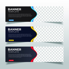 Wall Mural - Modern Abstract web banner with place for photo. Horizontal Layout template. Business Ad banner. Vector EPS 10