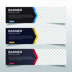 Wall Mural - Modern Abstract web banner with place for photo. Horizontal Layout template. Business Ad banner. Vector EPS 10