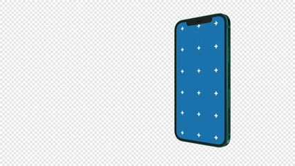 Animation of a smartphone with an alpha channel. 3D rendering. Mock up for advertising your application or product.