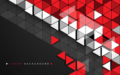 Wall Mural - Abstract triangle red white and black background