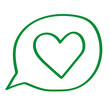 Handgezeichnete Sprechblase mit Herz in grün