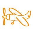 Handgezeichnetes Propeller-Flugzeug in orange