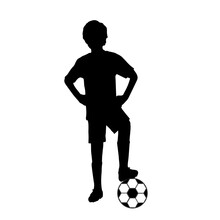 Silhouette Footballer Boy With Soccer Ball