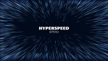 Hyperspeed Vector Background. Hyper Speed Hyperspace Star Travel. Warp Speed Light Futuristic Background.