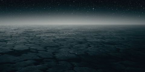 Wall Mural - night landscape with dry land and starry sky