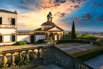 Wall Mural - Monselice, Italy - July 13, 2017: View of Villa Dudo and the Church of St. George.