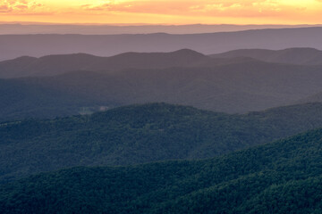 Wall Mural - Evening glow over the Appalachian Mountains in Shenandoah National Park during the summer.