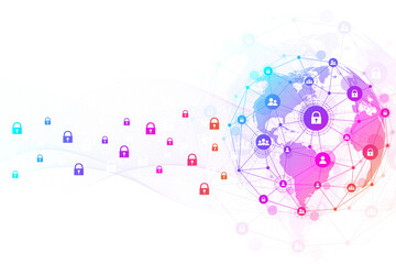 Fototapete - Big data visualization. Social network or business analytics representation. Abstract graphics. Futuristic infographic illustration.
