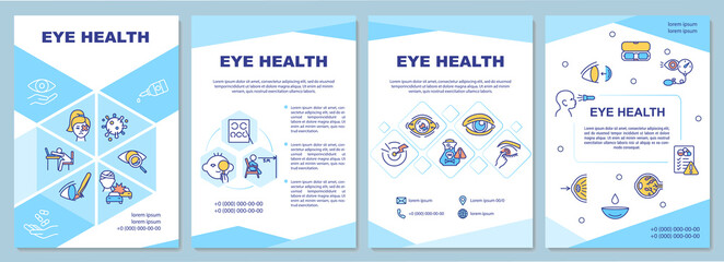 Wall Mural - Eye health brochure template. Maintaining good vision and healthy eyes. Flyer, booklet, leaflet print, cover design with linear icons. Vector layouts for magazines, annual reports, advertising posters