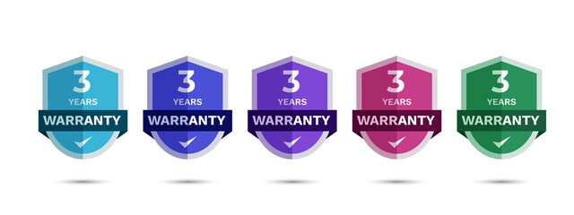 Wall Mural - 3 years warranty badge logo. contains such as protection guarantee icon. vector illustration.