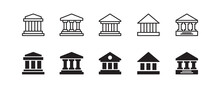Bank Icon Set. Vector Graphic Illustration. Suitable For Website Design, Logo, App, Template, And Ui. 