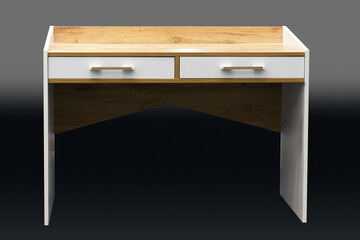 table with two drawers isolated on grey