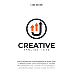 Creative digital financial marketing with letter U icon logo design color editable vector illustration