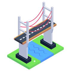 Wall Mural - 
An oldest greek bridge, rion antirion bridge isometric icon

