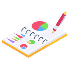 Poster - 
Papers with charts and graphs denoting isometric icon of business documents 

