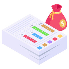 Poster - 
Financial report icon in isometric design 

