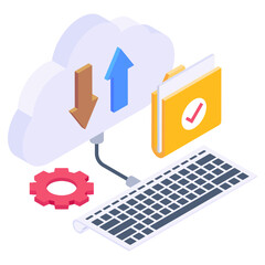 Wall Mural - icon of cloud data transferring in modern isometric style