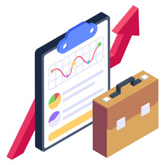 Poster - 
Currency with chart denoting isometric icon of financial growth 

