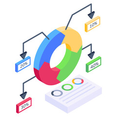 Poster - 
Circle chart isometric style icon, business chart 

