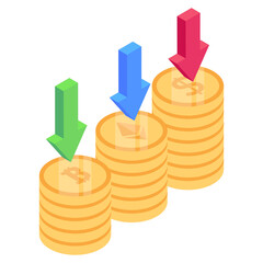 Poster - 
Currency with up arrow denoting isometric icon of financial growth 

