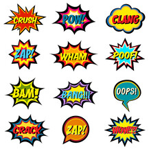 Comic Book Words. Comic Speech Bubble Set