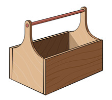 Hand Drawn Carpenters Wooden Toolbox

