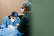 © Xavier Lorenzo/ADDICTIVE STOCK - Veterinarian and assistant operating pet lying on table in medical room of vet clinic