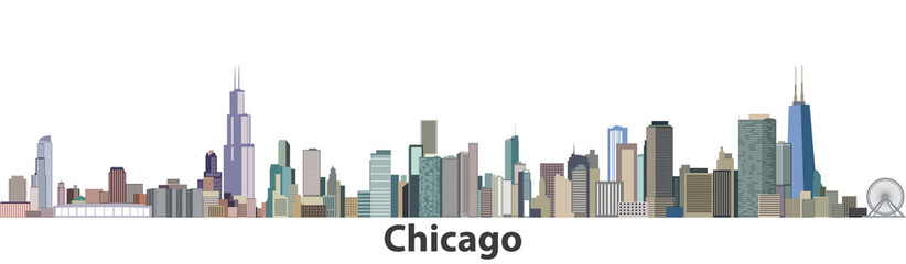 Fototapete - Chicago city skyline vector illustration
