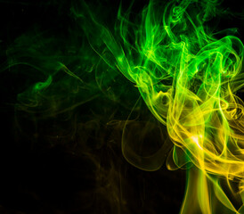 Colored smoke on black background