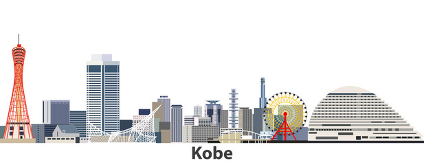 Fototapete - Kobe city skyline vector illustration