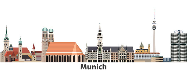 Fototapete - Munich vector city skyline