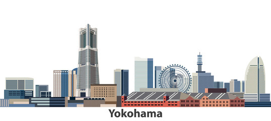Fototapete - Yokohama city skyline vector illustration