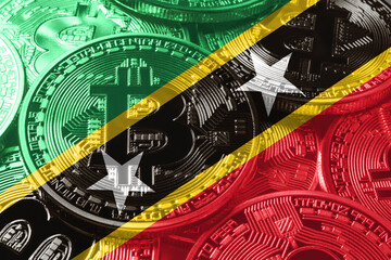 Saint Kitts and Nevis bitcoin flag, national flag cryptocurrency concept