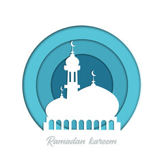 Wall Mural - Ramadan kareem islamic background design with simple modern concept and religious concept, hari raya, eid mubarak, ramdhan, iftar party banner, backdrop, cover, flyer, brochure design vector